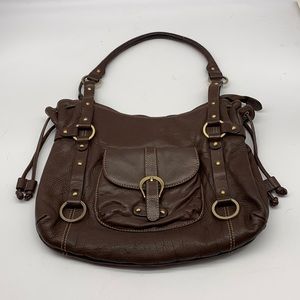 Michael Rome Designs Brown Leather Bag with Gold Accents